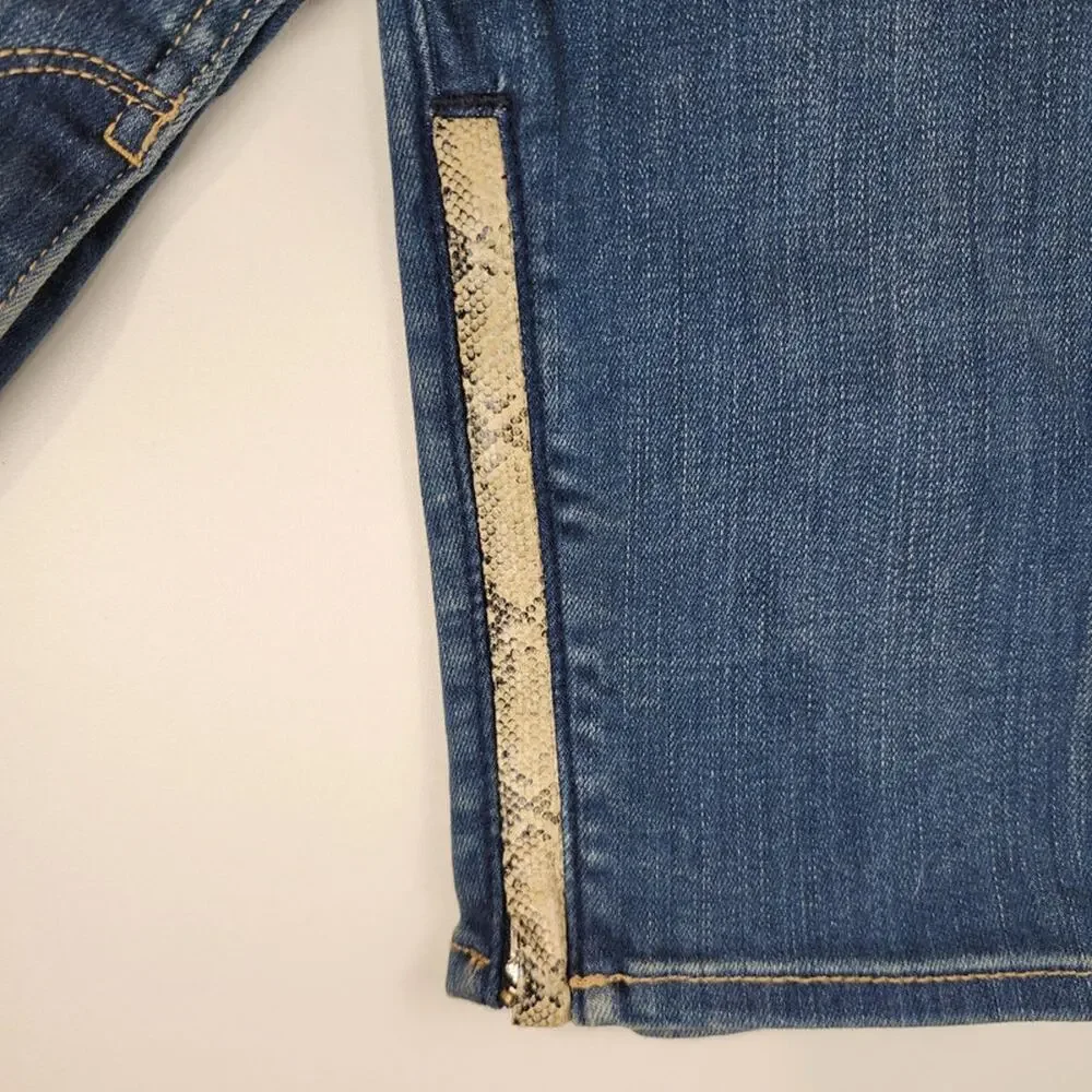 WHBM The Skinny Jeans Sz 6 or 28x28.5 Snakeskin Trim Ankle